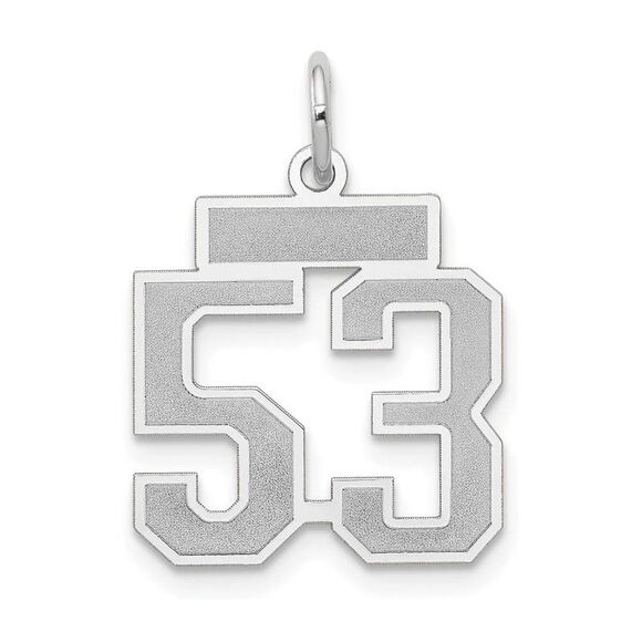 14k White Gold, Jersey Collection, Small Number 53 Pendant - Picture 1 of 4